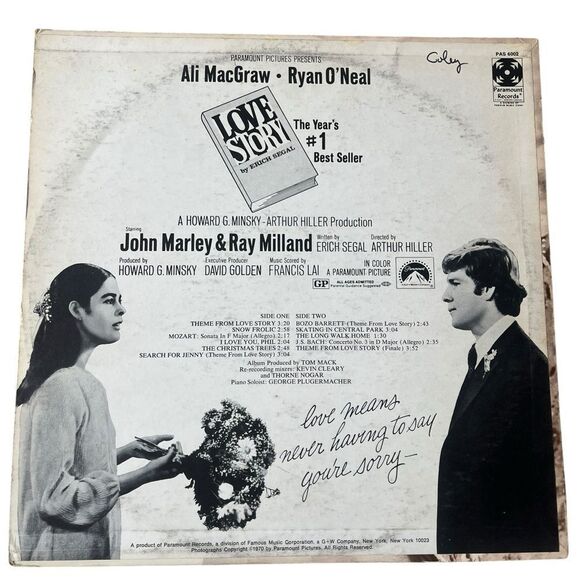 RARE LOVE STORY SOUNDTRACK LP VINYL RECORD FRANCIS LAI 1970 PARAMOUNT 12” - Picture 4 of 5